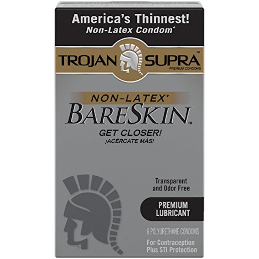 Silver package of Trojan Supra Bare Skin non-latex condoms