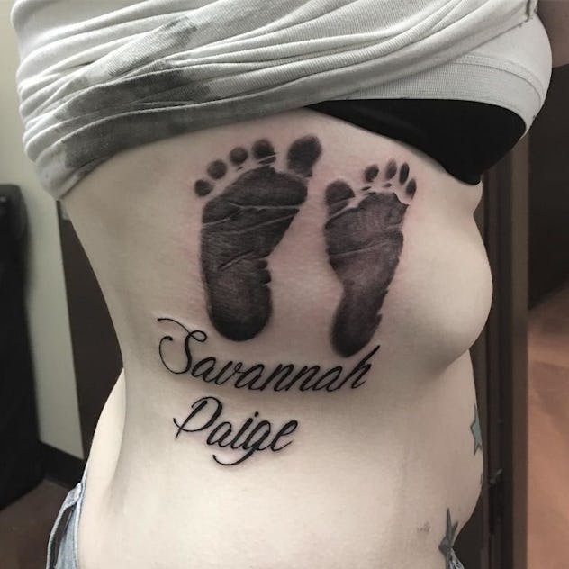 baby footprint tattoos on shoulder