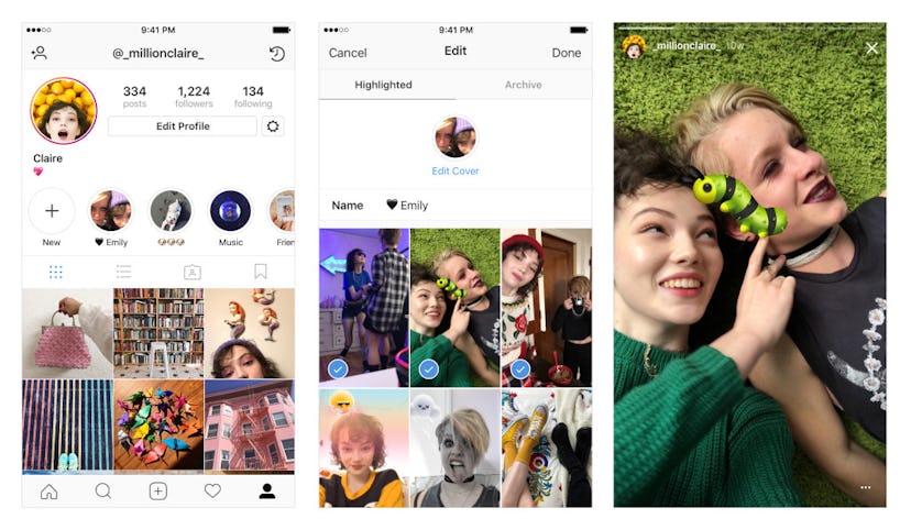 Snapshot of Instagram's Stories Highlights Tool