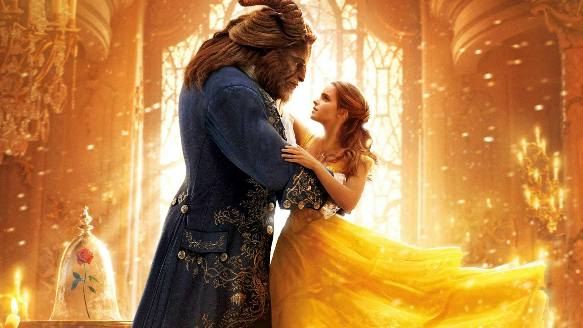 Poster shot of Beauty and the beast featuring Emma Watson and The Beast
