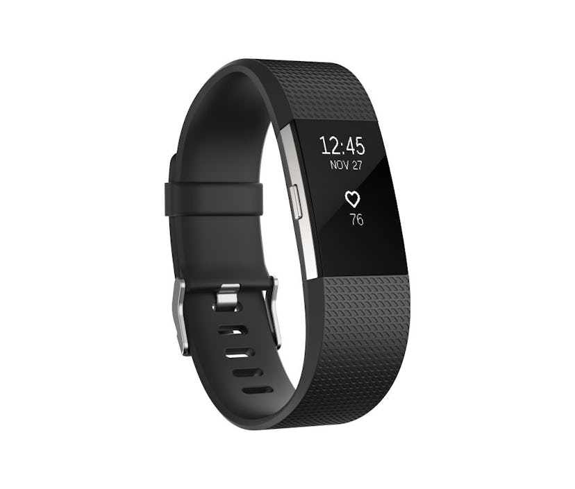A black smart fitness wristband