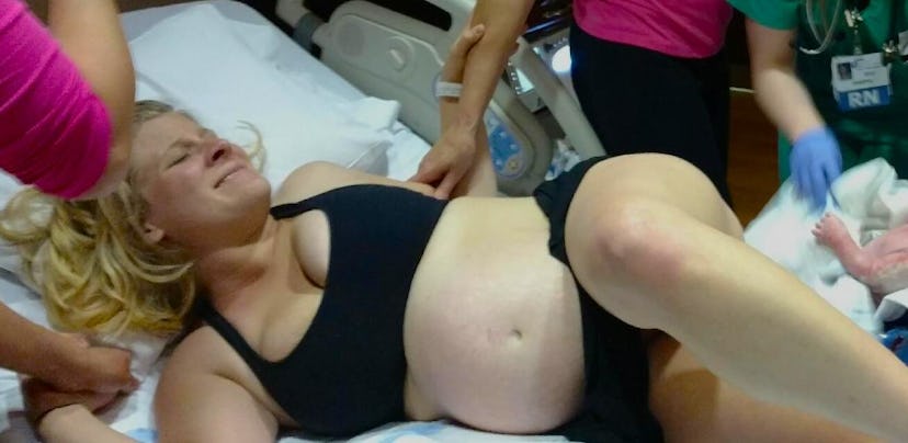Crystal Henry in labor when she was a surrogate.