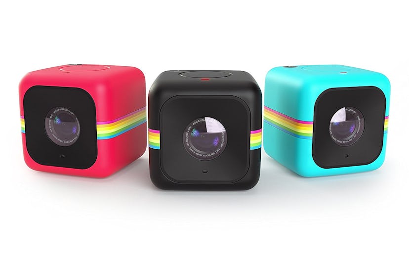 Three different colored polaroid cubes