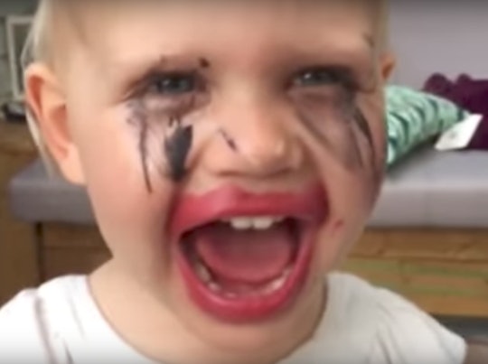 Toddler Wearing All Her Mom S Makeup