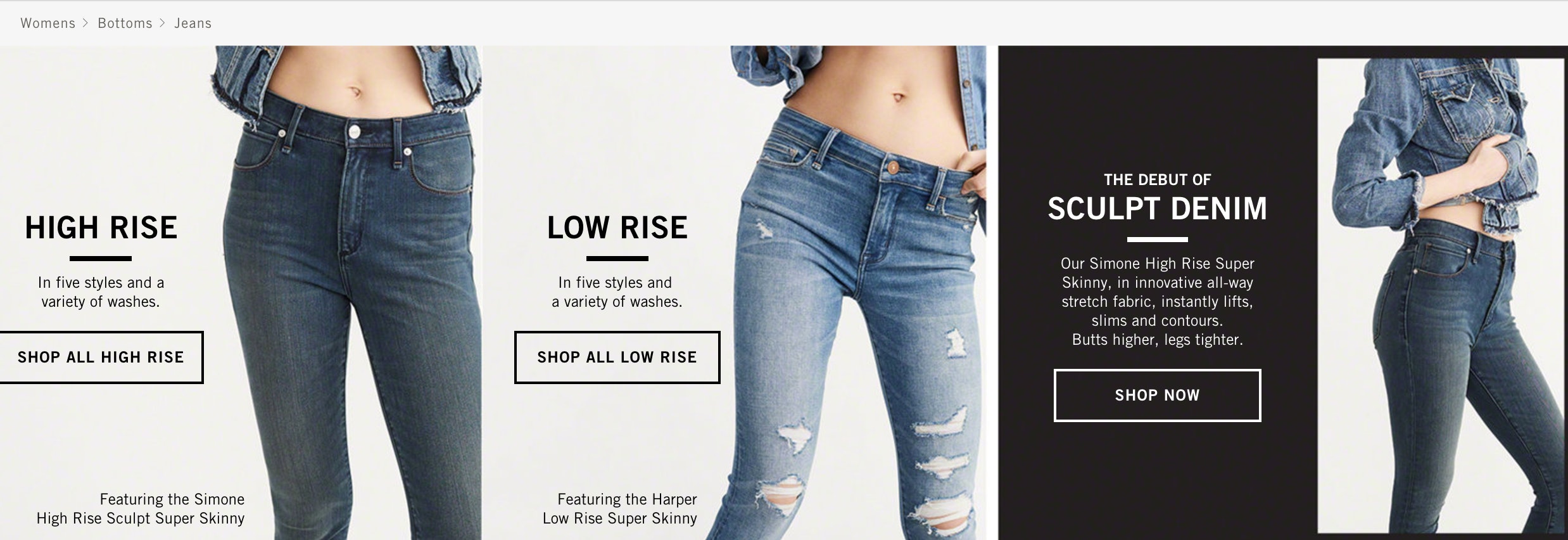 abercrombie fitch low rise jeans