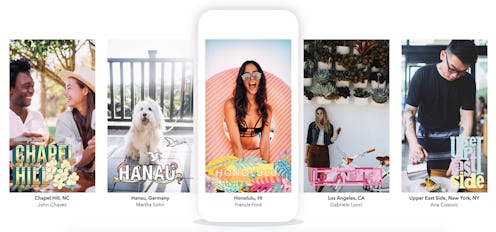 five snapchats in different locations all with their own unique snapchat geofilter