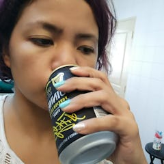 mom drinking a beer