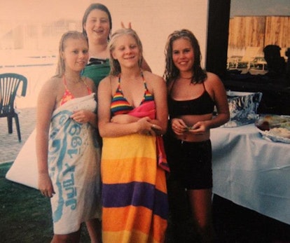 Crystal Henry in her teen years with her friends at the pool