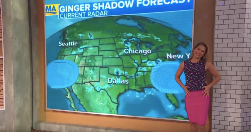 ginger zee gold dress pregnant GMA's Ginger Zee Flashes Long Legs in High-Slit Gold Gown: Wardrobe  Malfunction Caught on Video