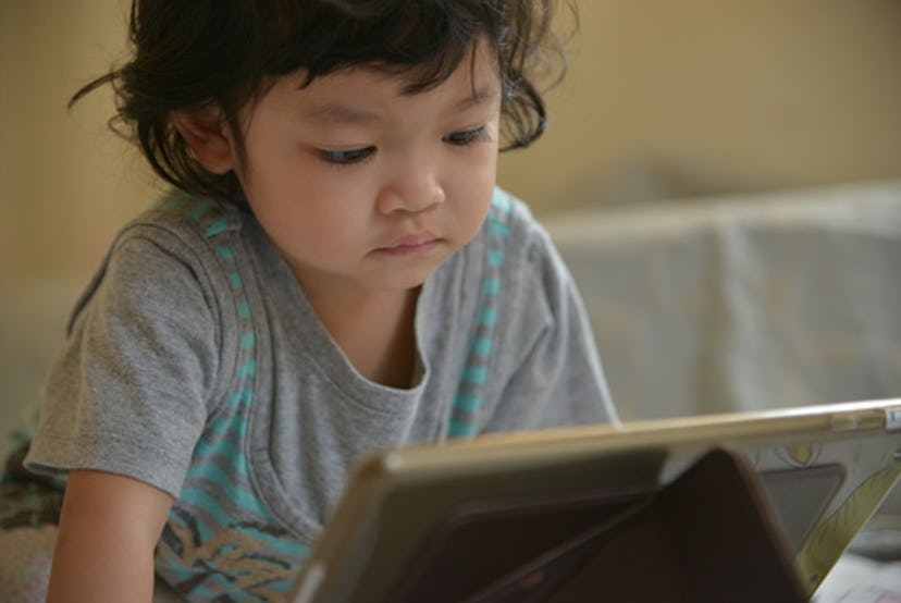 Baby in front of an iPad using its screen time