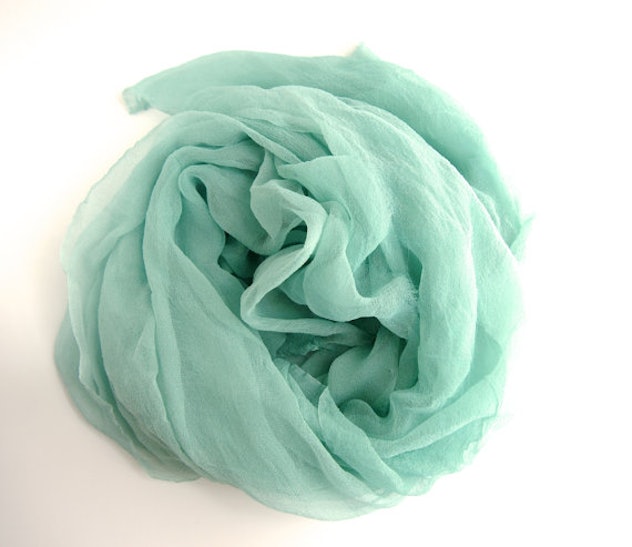 Mint colored silk scarf 