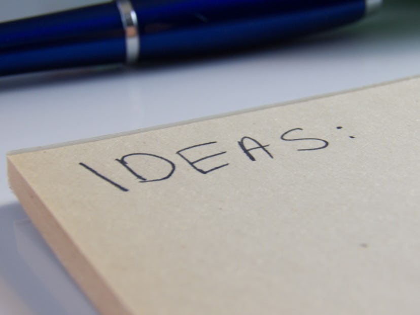 "Ideas:" text written on a paper