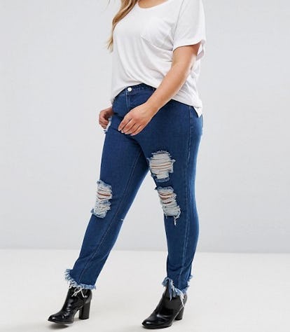 Fringe bottom 2025 jeans plus size