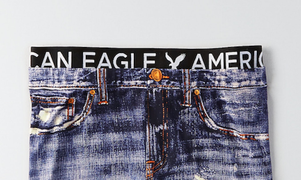 Denim Pattern Fake Jeans Print Cotton Men Boxer Briefs Underwear Underpants  