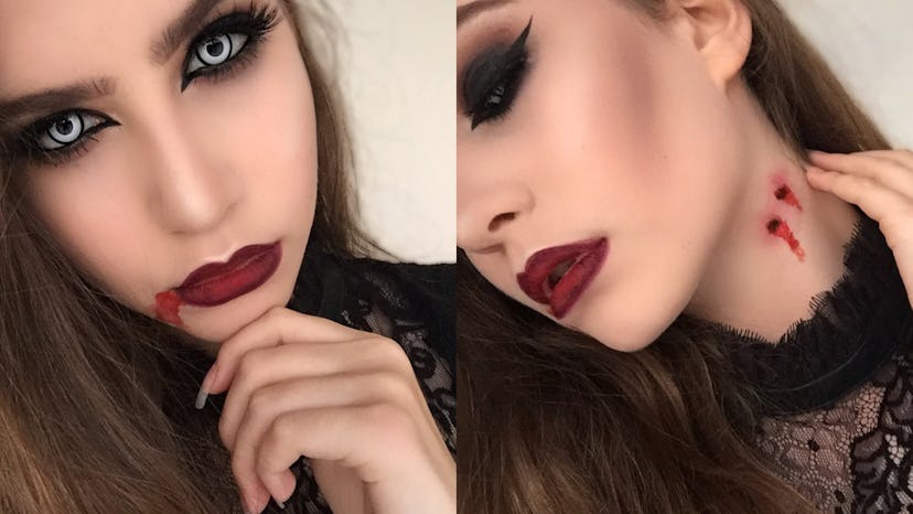A terrifying and creepy Vampire look a woman chose for this Halloween