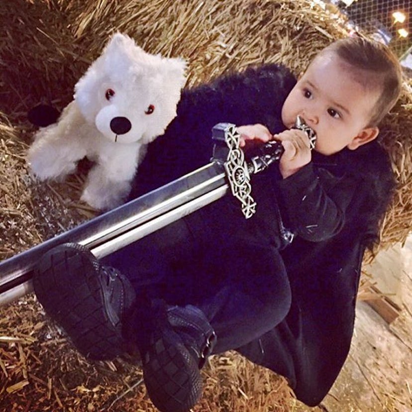 Jon Snow inspired Halloween costume worn by a little kid