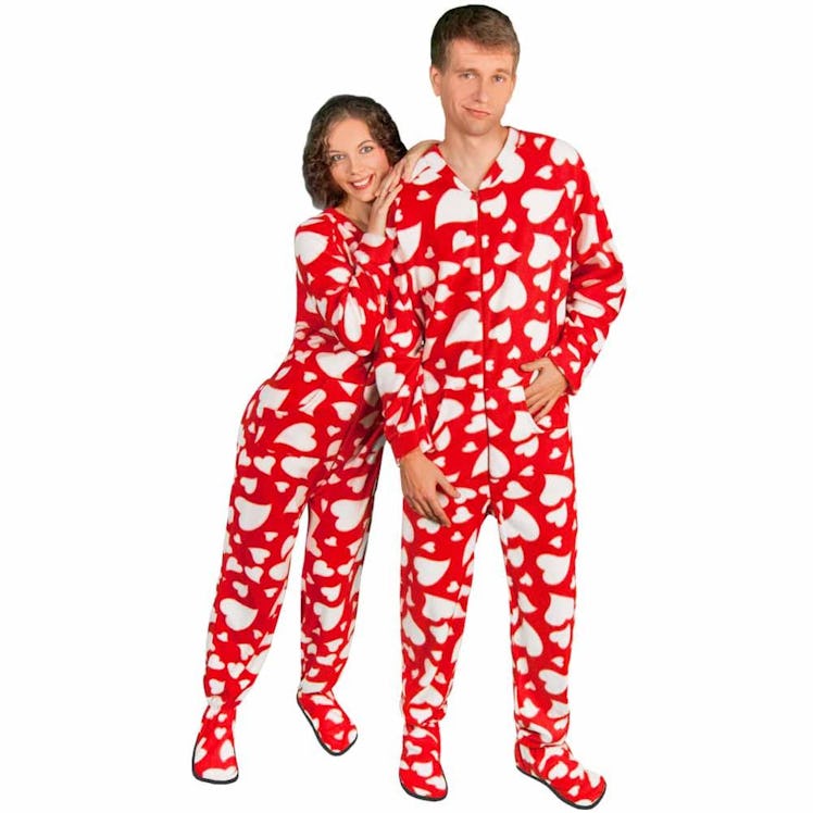 Footed Pajamas With Hearts