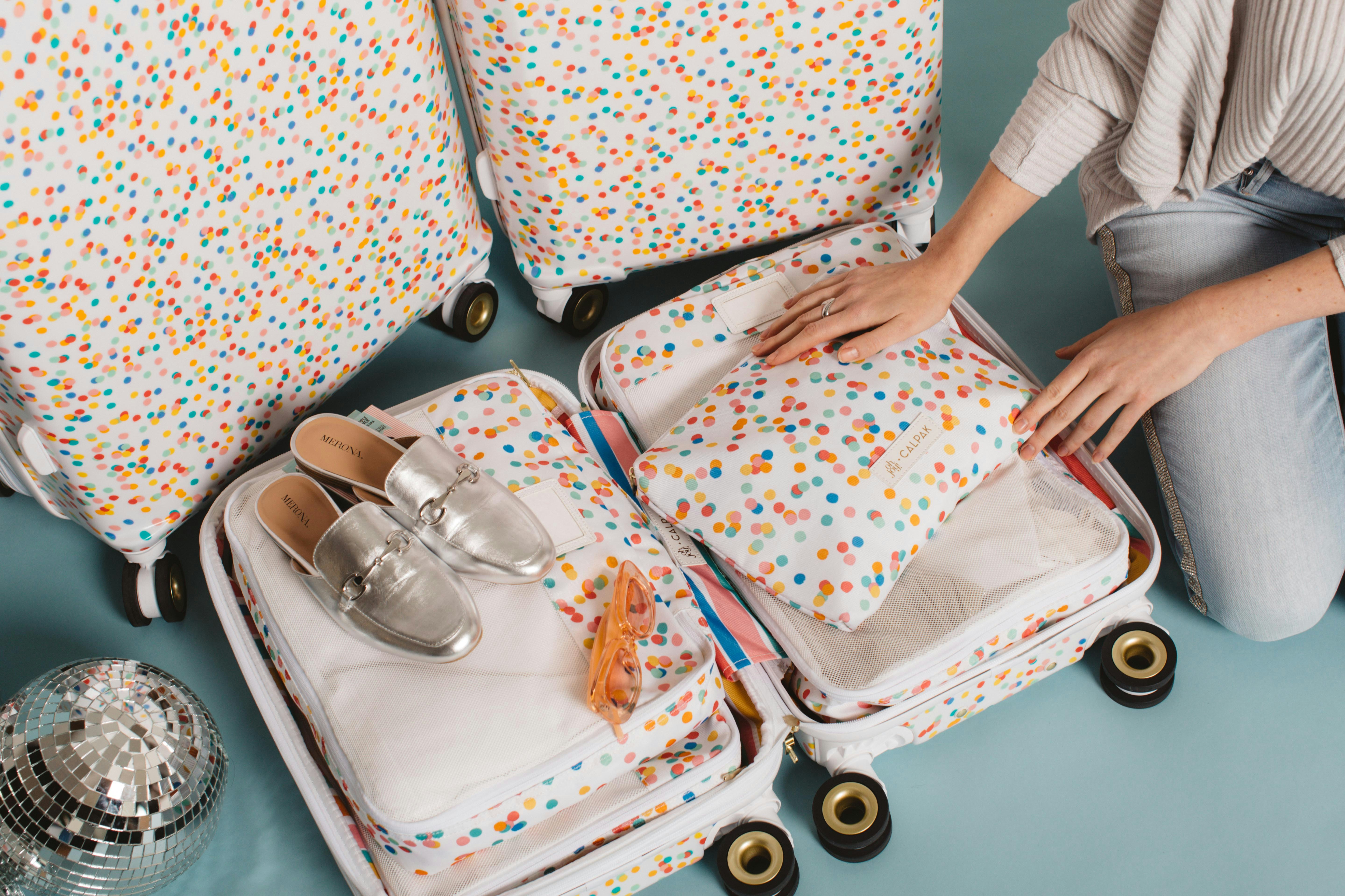 calpak confetti luggage