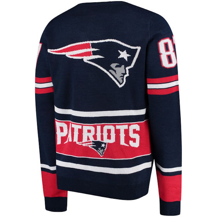 Men's Klew Rob Gronkowski Navy New England Patriots Loud Player Crew Neck Sweater