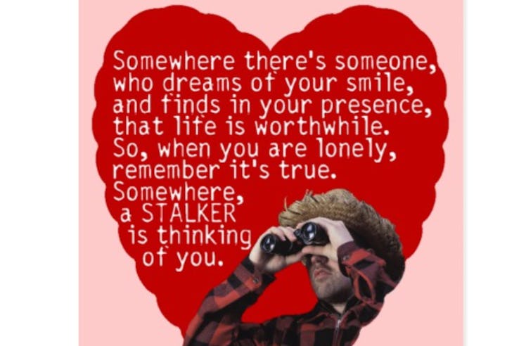 Stalker - Funny Valentines Day Postcard