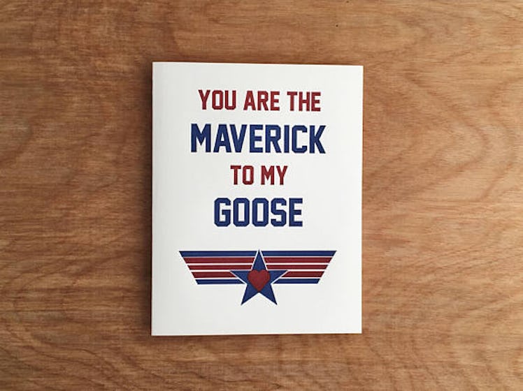 Maverick to my Goose. Top Gun. Romantic Valentine Letterpress Greeting Card.