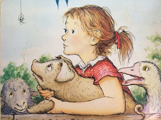 Illustration of a girl holding a pig from Some Pig! A Charlotte's Web Picture Book