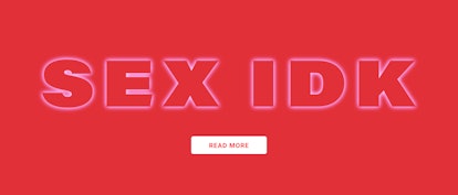 "SEX IDK" written on a red background in glowing red letters 