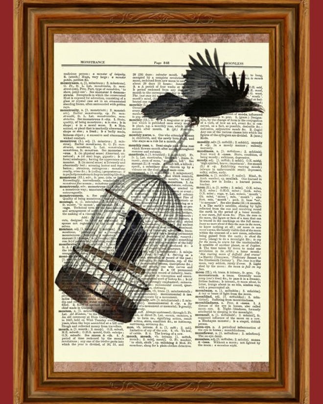 Edgar Allan Poe "Raven" Upcycled Dictionary Art Print Poster