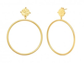Gold Coin Chandelier Hoops
