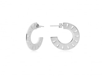 Silver Small Aztec Hoops