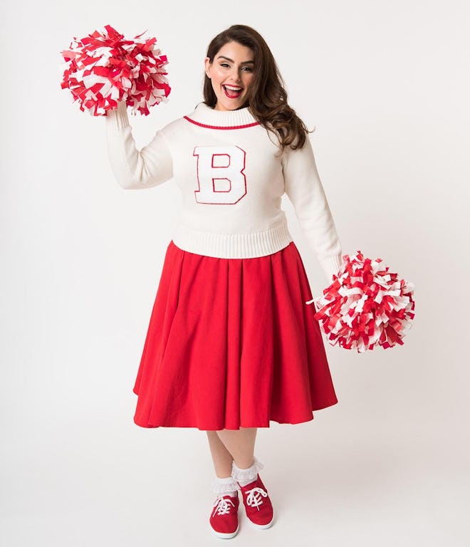 Red Corduroy Cheerleader Swing Skirt