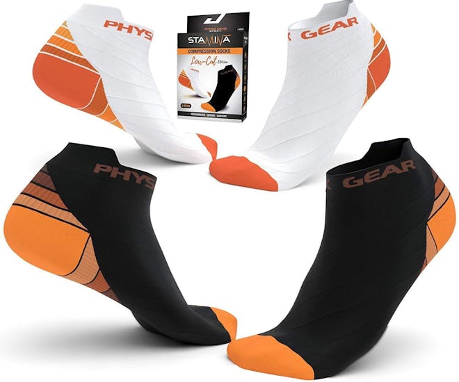Physix Gear Sport Premium Compression Ankle Socks (2 Pairs)