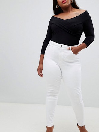 Curve Ridley High Waist Skinny Jeans In White