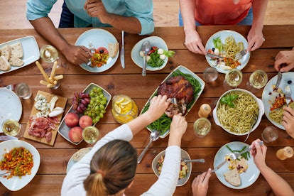 A family having a meal together