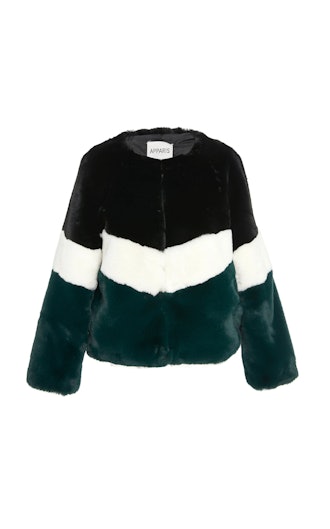 Brigitte Color-Blocked Faux Fur Jacket
