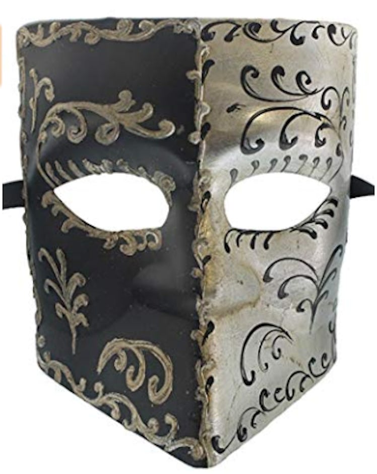 Two Faced Silver Black Tone Finish Mask 