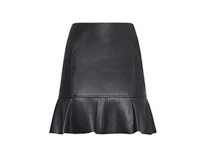 Faux Leather Flounced Skirt
