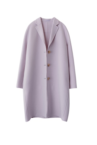 Masculine Tailored Long Coat in Lilac Purple