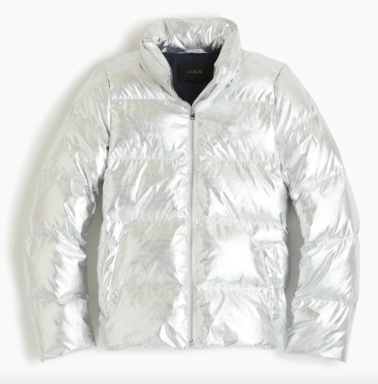 Metallic short puffer jacket with Primaloft®