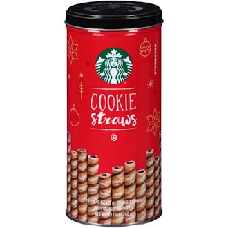 Starbucks Individually Wrapped Holiday Cookie Straws, 20 count can