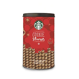 Starbucks Cookie Straws, Holiday Tin, 6 cans of 20