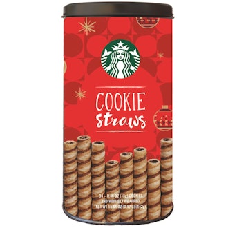 Starbucks Wrapped Cookie Straws Tin, 34 count can