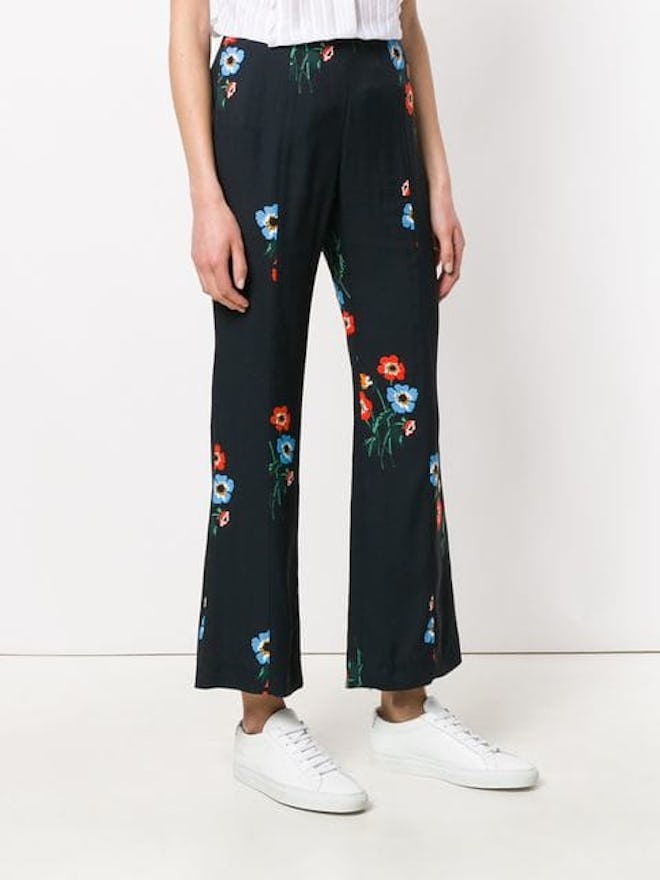 Floral Print Flared Trousers