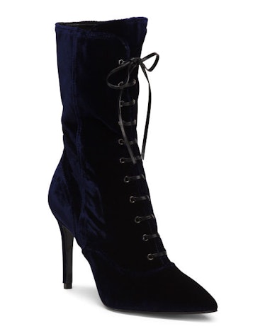 CHARLES DAVID Made In Italy Pointy Toe Velvet Boots
