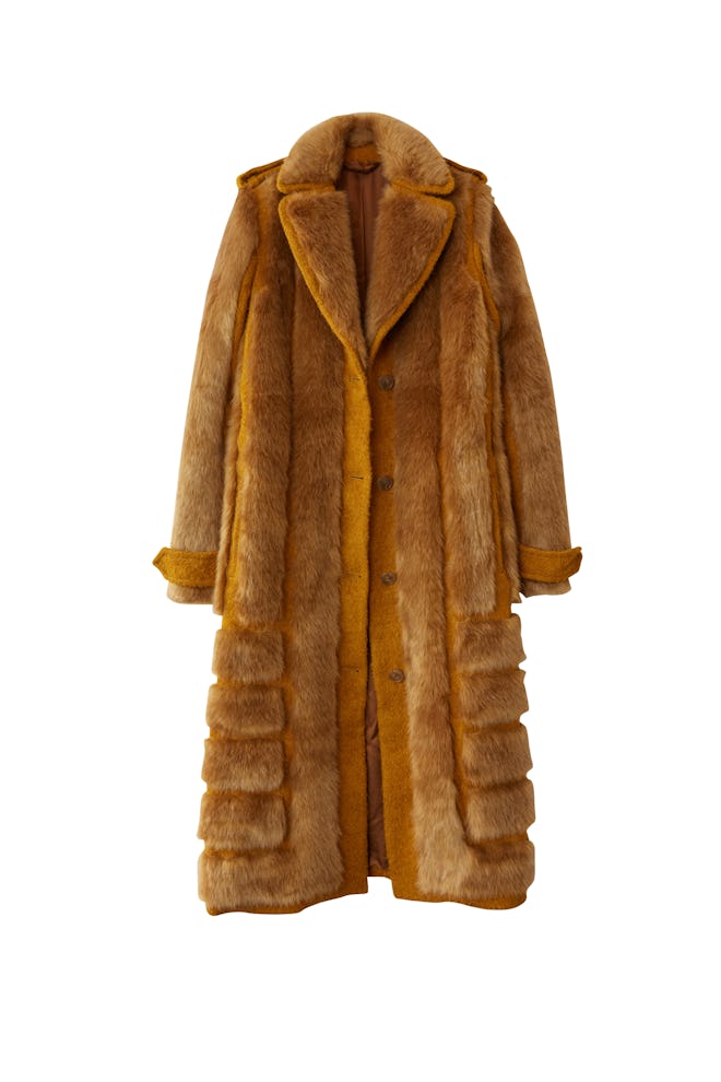 Faux Fur Coat in Saffron Orange