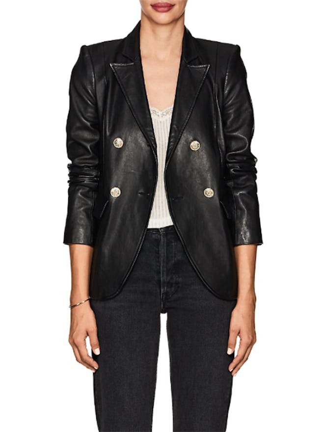 Patton Leather Double-Breasted Blazer