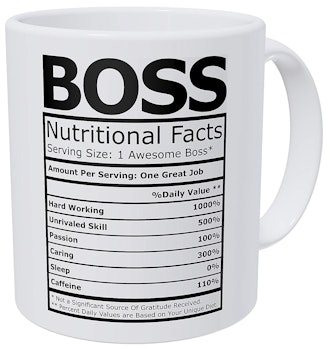 Wampumtuk Boss Nutritional Facts Funny Coffee Mug