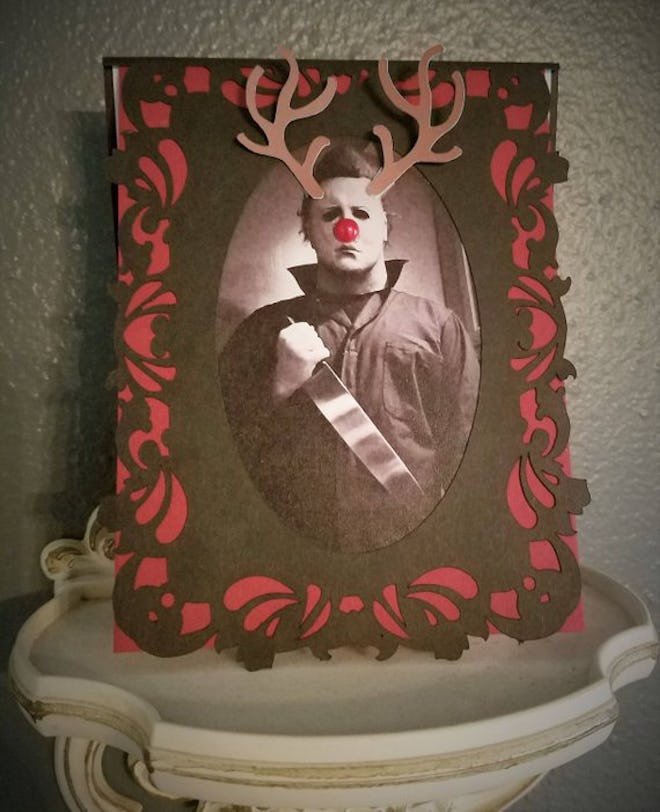 Holiday Greeting Card Michael Myers Halloween Reindeer