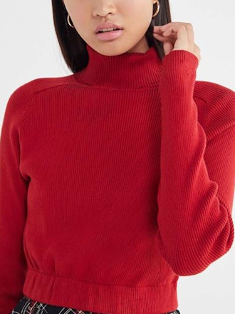 Recycled Cropped Turtleneck Sweater