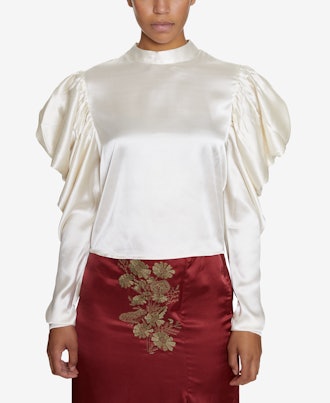 INSPR Natalie Off Duty Statement Shoulder Satin Top, Created for Macy's